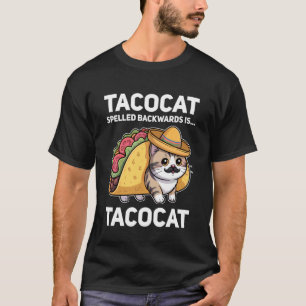 Camiseta Tacocat Escrito ao Contrário é Tacocat Gato e Taco
