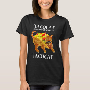Camiseta Tacocat Escrito ao Contrário Tacos e Gatos Cinco D