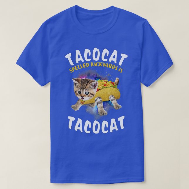 Camiseta Tacocat Ortografado Para Trás É Tacocat Cat E Taco (Frente do Design)