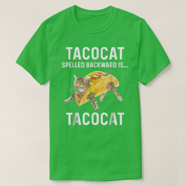 Camiseta Tacocat Ortografado Para Trás É Tacocat Love Cat E (Frente do Design)