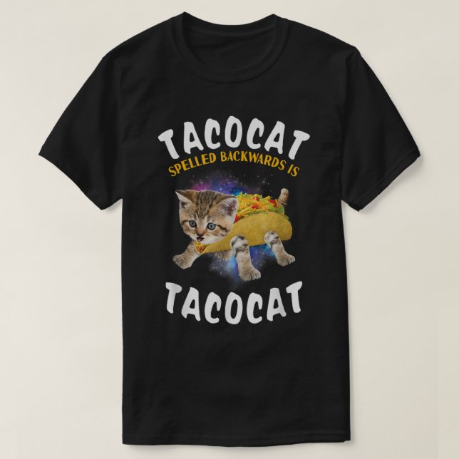 Camiseta Tacocat Ortografado Para Trás É Tacocat Tee Cat E  (Frente do Design)