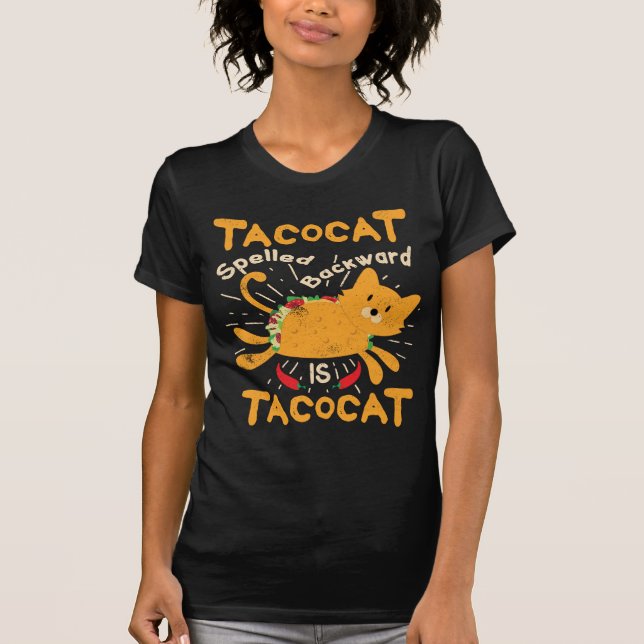 Camiseta Tacocat soletrou para trás o Taco do gato de Cinco (Frente)