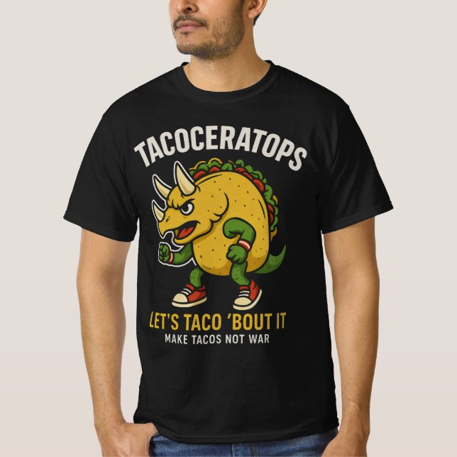 Camiseta Tacoceratops Lets Taco Bout It Dinosaur Food Pun (Frente)