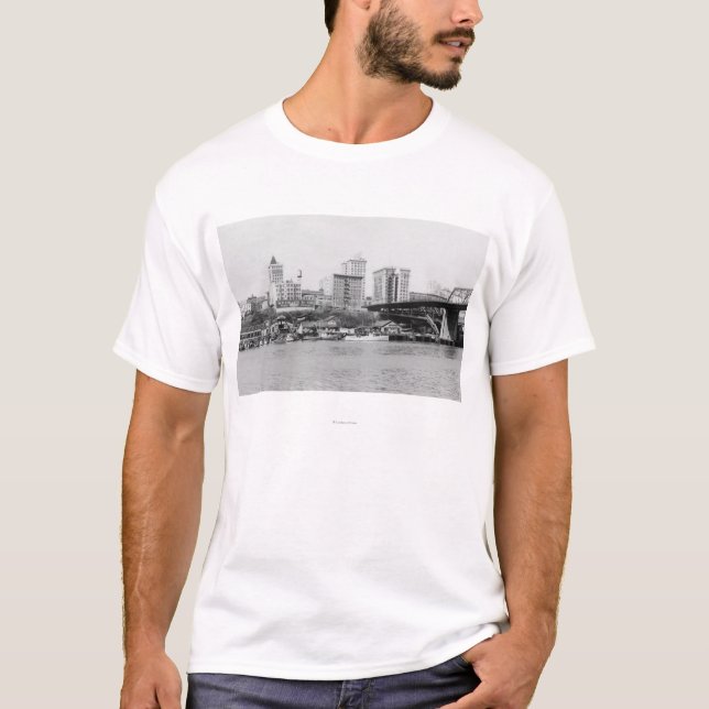 Camiseta Tacoma, WA - opinião da skyline do centro (Frente)