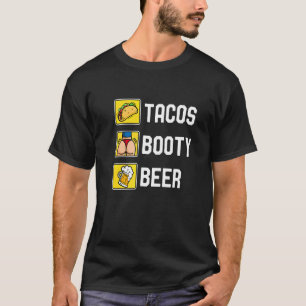 Camiseta Tacos Booty E Beer College Fiesta Cinco De Mayo