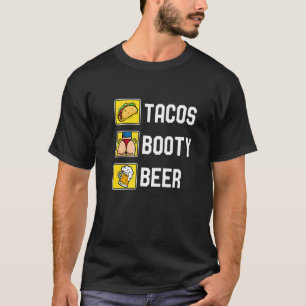 Camiseta Tacos Booty E Beer College Fiesta Cinco De Mayo
