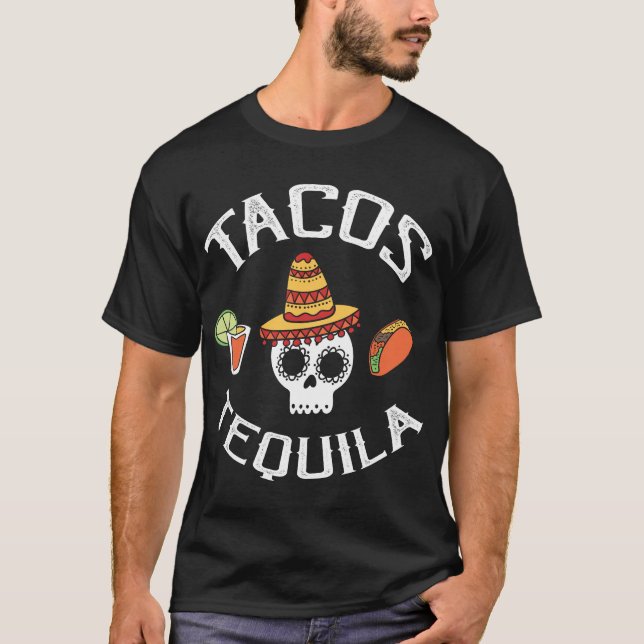 Camiseta Tacos de crânio de açúcar Tequila (Frente)