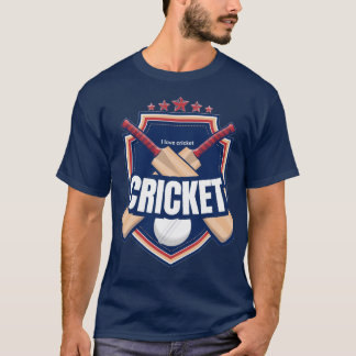 Camiseta Tacos de críquete com bola e texto escrito