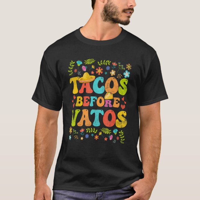 Camiseta Tacos de dia de os namorados antes de Vatos Mulher (Frente)