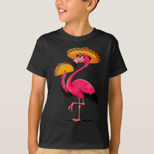 Camiseta tacos de flamingo mexicano fofos fiesta cinco de m