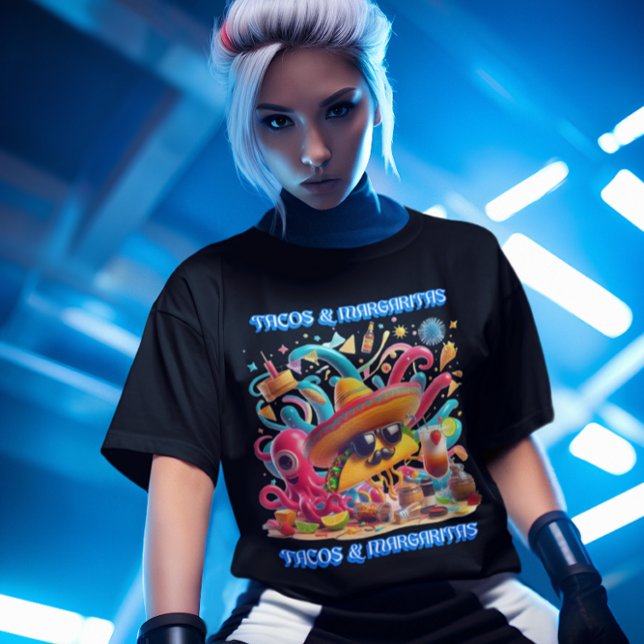 Camiseta Tacos de sombrero e óculos de sol e margaritas (Criador carregado)