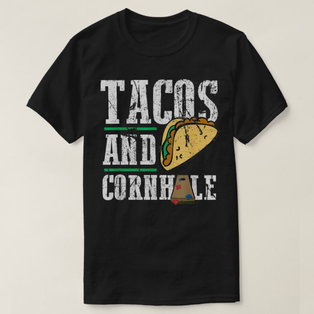 Camiseta Tacos E Cornhole Funny Cornhole Conselho Cornhole (Frente do Design)