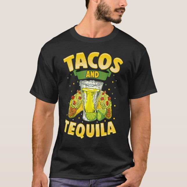 Camiseta Tacos E Tequila Cinco De Mayo Comida Mexicana (Frente)