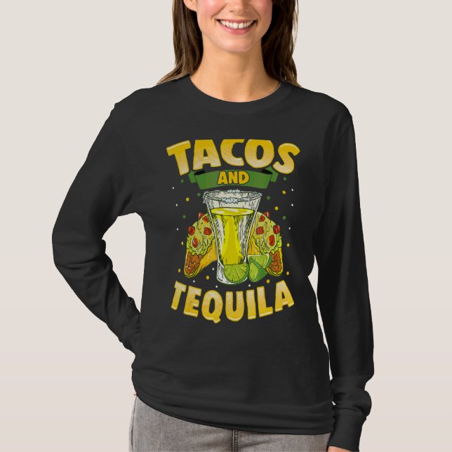 Camiseta Tacos E Tequila Cinco De Mayo Comida Mexicana (Frente)