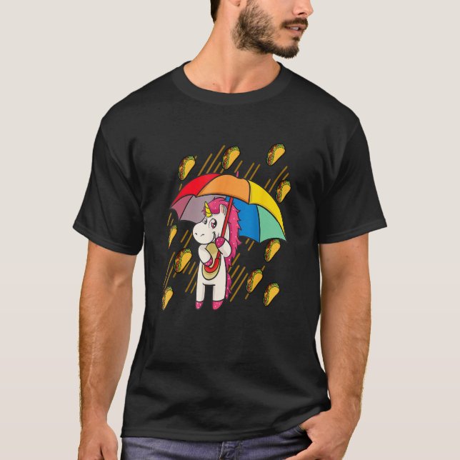 Camiseta Tacos em chuva Unicorn Umbrella Cinco De Mayo (Frente)