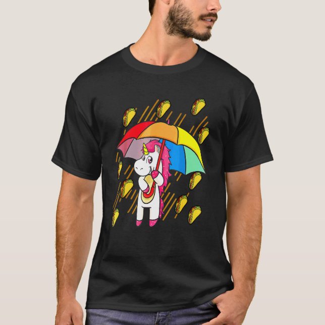 Camiseta Tacos em chuva Unicorn Umbrella Cinco De Mayo 1 (Frente)