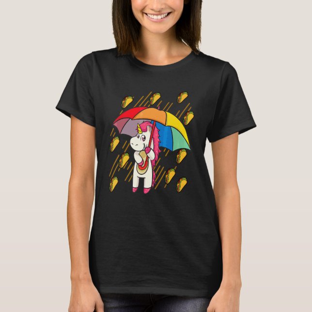 Camiseta Tacos em chuva Unicorn Umbrella Cinco De Mayo Part (Frente)
