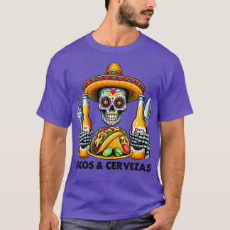 Camiseta Tacos Engraçado Crânio Mexicano
