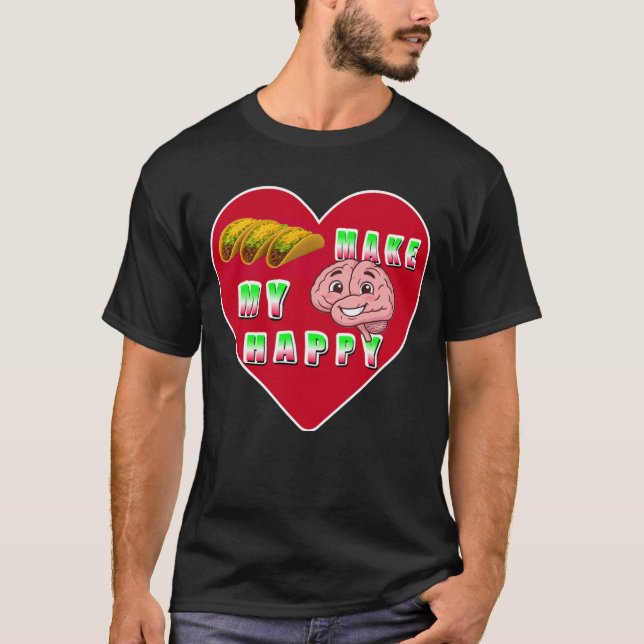 Camiseta Tacos fazem meu cérebro feliz (Frente)