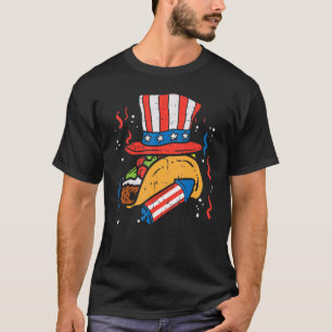 Camiseta Tacos USA Flag Hag Firecracker 4 De Julho Mexicano