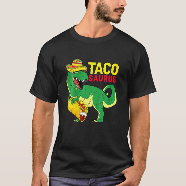 Camiseta Tacosaurus Cinco De Mayo Saurus Rex Eat Taco Sombr (Frente)