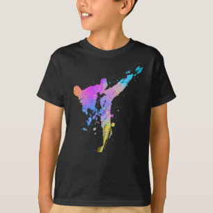 Camiseta Tae Kwon Do Karate Colorful Silhouette para Menina