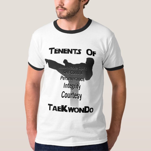 Camiseta Tae Kwon faz princípios tradicionais (Frente)