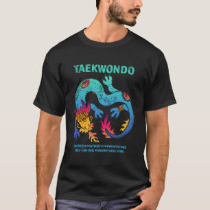 Camiseta Taekwondo 5 Tenets Dragão Colorido Tae Kwon Do Mia