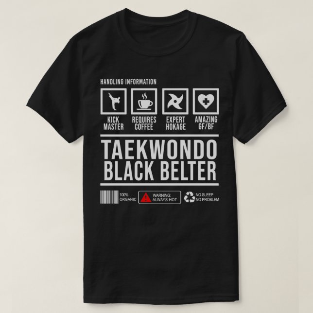 Camiseta Taekwondo Black Belter Handling Information Gift D (Frente do Design)