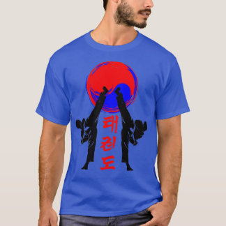 Camiseta taekwondo crachá negro e alto chute arte marcial c