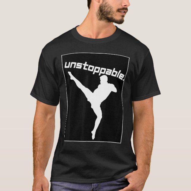 Camiseta Taekwondo Graphic Workout Gym Motivation Unstoppab (Frente)