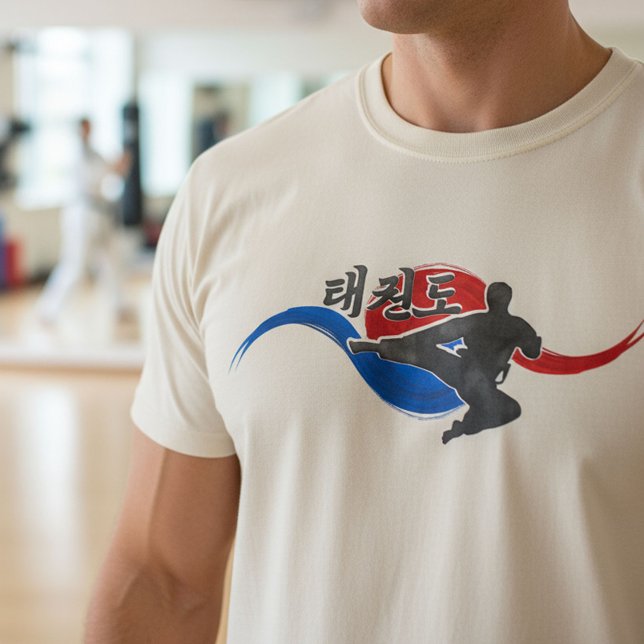 Camiseta Taekwondo Kick with Flowing Taegeuk (Criador carregado)