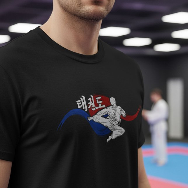 Camiseta Taekwondo Kick with Flowing Taegeuk (Criador carregado)
