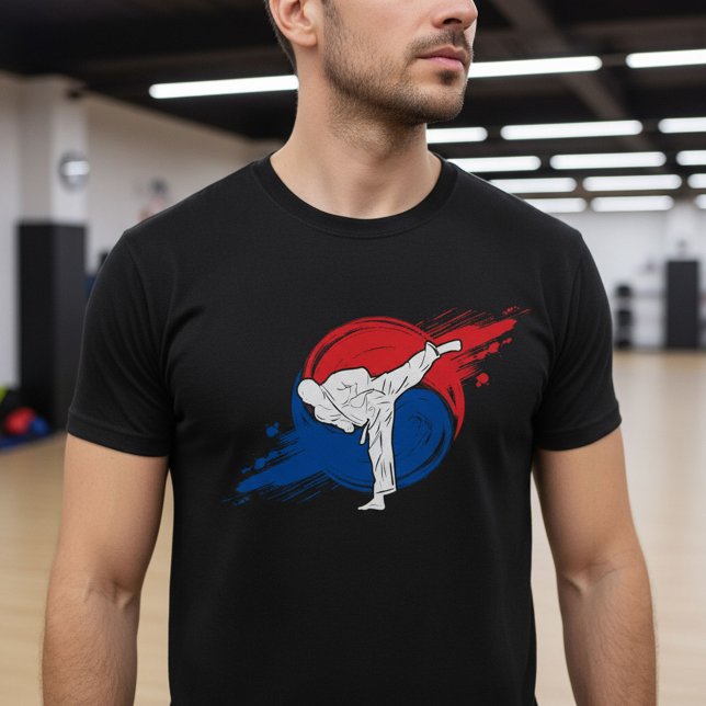 Camiseta Taekwondo Kick with Korean Taegeuk Brushstroke  (Criador carregado)