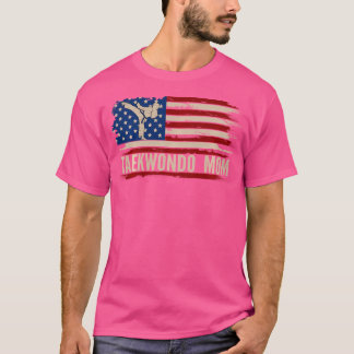 Camiseta Taekwondo Mãe Americana Bandeira Estiva O Chute