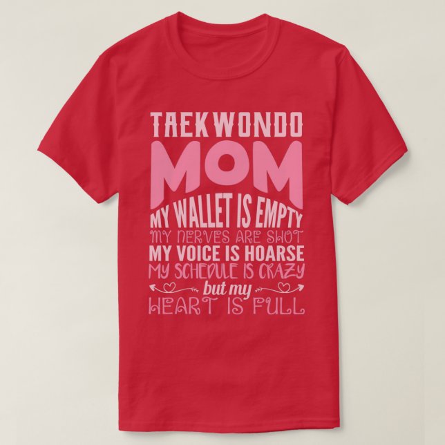 Camiseta taekwondo mãe minha carteira está vazia meus nervo (Frente do Design)