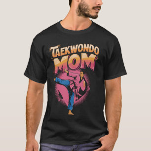 Camiseta Taekwondo Mãe Retro Sunset Kick Design