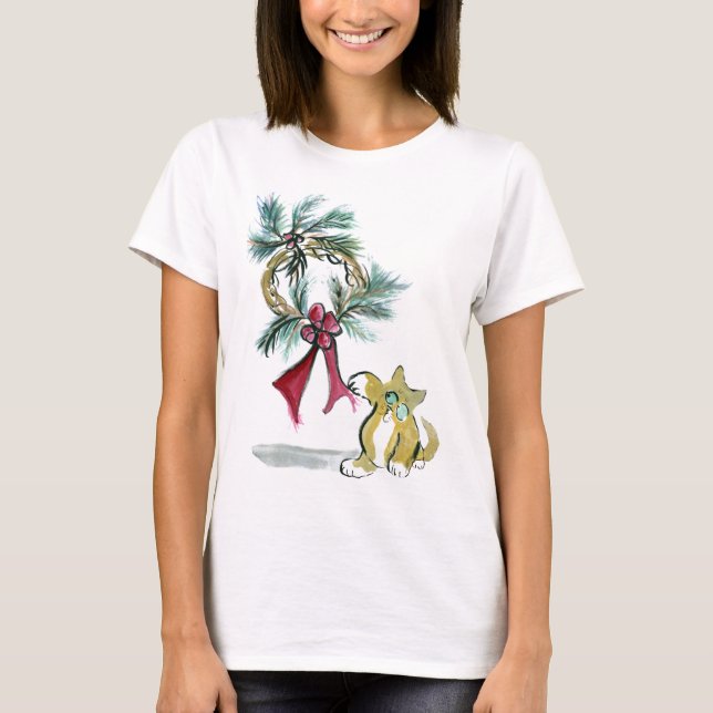 Camiseta Tag da grinalda pelo gatinho (Frente)