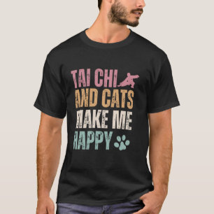 Camiseta Tai Chi E Gatos Me Fazem Feliz Engraçado