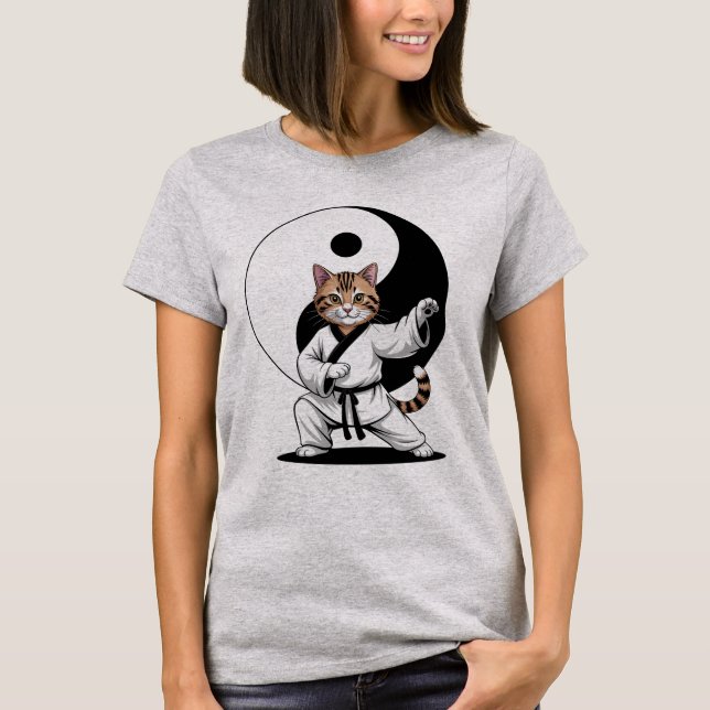 Camiseta Tai Chi Master Tabby Cat Yin Yang (Frente)
