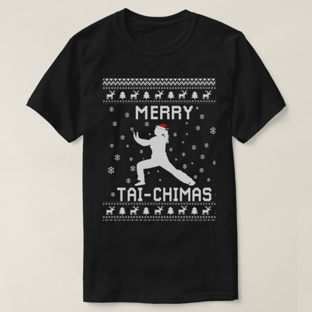 Camiseta Tai Chi Ugly Christmas Sweater Gift para Tai Chi L (Frente do Design)