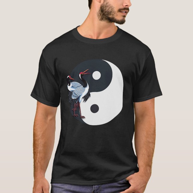 Camiseta Tai Chi White Crane Yin Yang Qi Gong Chinês Branco (Frente)