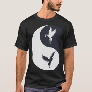 Camiseta Tai Chi White Crane Yin Yang Qi Gong Chinês Branco