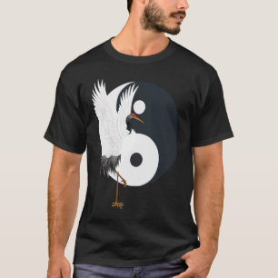 Camiseta Tai Chi White Crane Yin Yang Qi Gong Chinês Branco