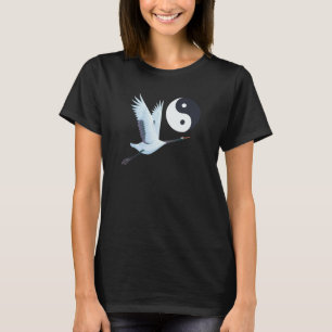 Camiseta Tai Chi White Crane Yin Yang Qi Gong Chinês Branco