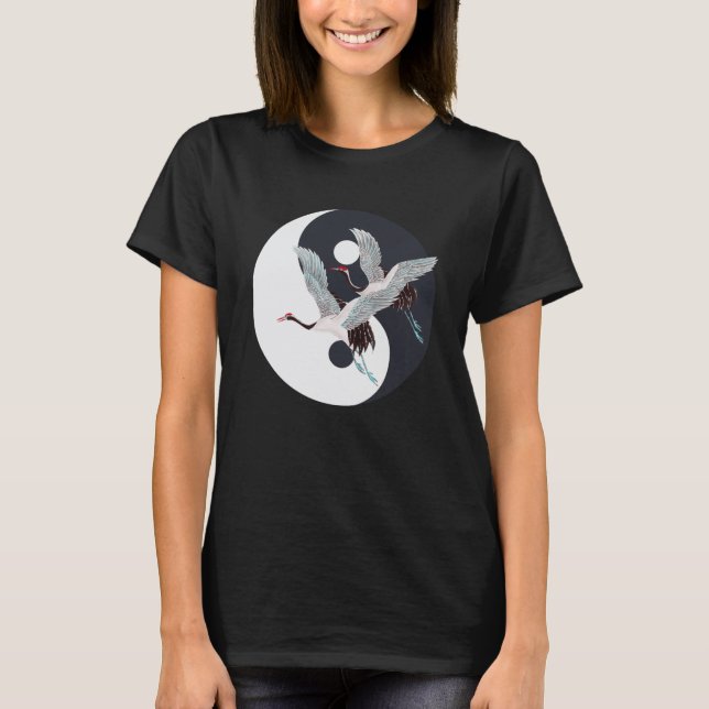 Camiseta Tai Chi White Crane Yin Yang Qi Gong Chinês Branco (Frente)