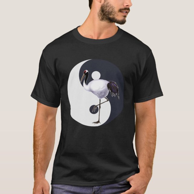 Camiseta Tai Chi White Crane Yin Yang Qi Gong Chinês Branco (Frente)