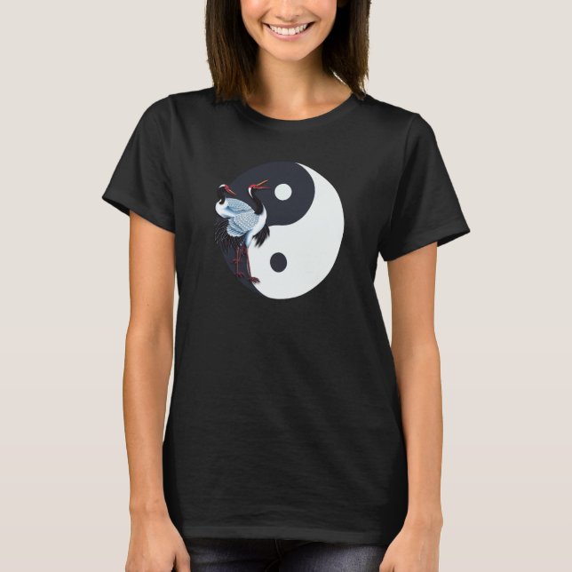 Camiseta Tai Chi White Crane Yin Yang Qi Gong Chinese White (Frente)