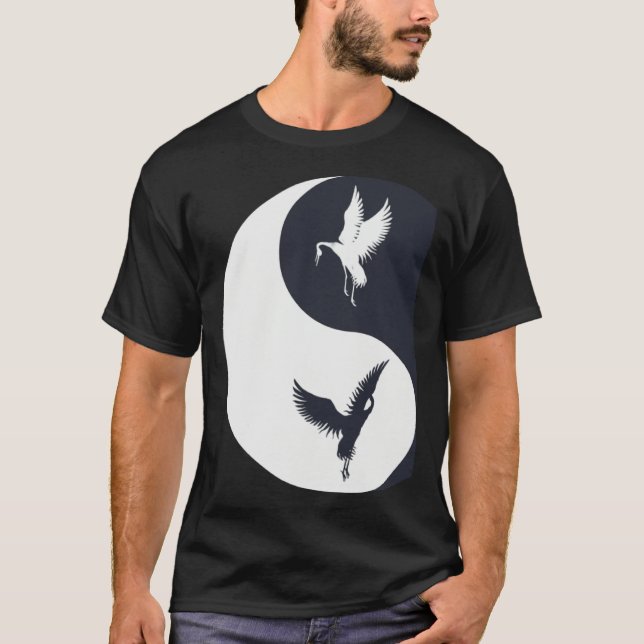 Camiseta Tai Chi White Crane Yin Yang Qi Gong Chinese White (Frente)