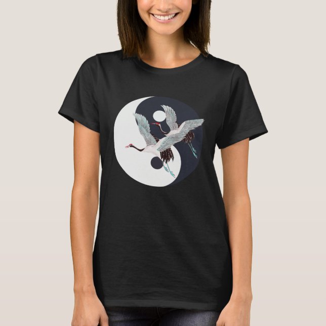 Camiseta Tai Chi White Crane Yin Yang Qi Gong Chinese White (Frente)